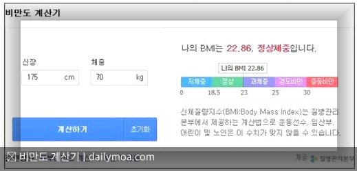 BMI 수치별 비만 기준표